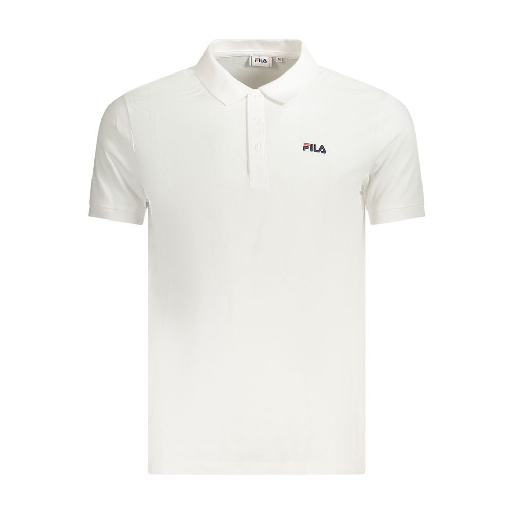 Fila White Cotton Men Polo Shirt with Fila embroidery and 3-button placket for stylish casual wear.