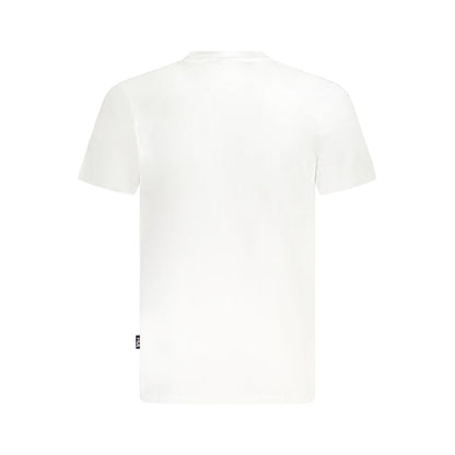 Back view of Fila White Cotton Unisex T-Shirt featuring short sleeves and crew neck made from organic cotton.
