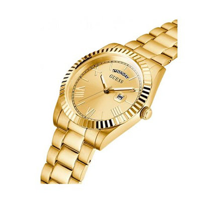 GUESS Mod. CONNOISSEUR watch with gold bracelet, quartz movement, 3 ATM water resistance, 44mm case