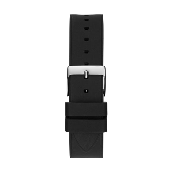 GUESS Mod. DUCHESS black watch strap with silver buckle design