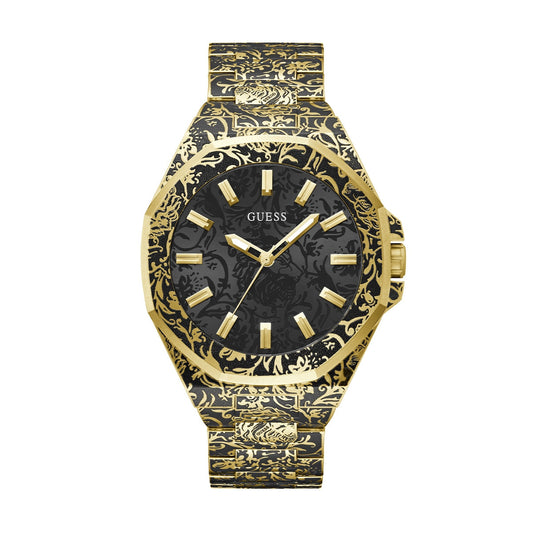 Gold and black GUESS Mod. ROAR watch with intricate design details