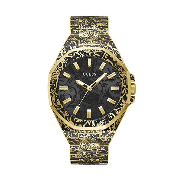 Luxury watch GUESS Mod. ROAR with intricate gold and black design.
