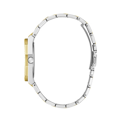 Side view of GUESS WATCHES Mod. GW0770L4 with elegant gold and silver design.