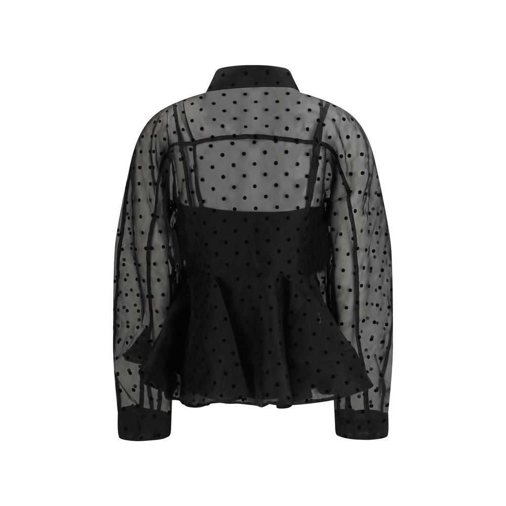 Ganni Black Recycled Polyester Pattern Shirt 1728,72470364320,Black,Clothing,Ganni,IT36 | XS,IT38 | S,New with tags,Pattern - Shirts - Clothing,Shirts - Clothing,Women