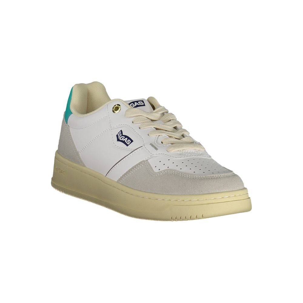 Gas White Artificial Leather Women Sneaker with contrasting details and iconic logo, crafted for style and comfort.