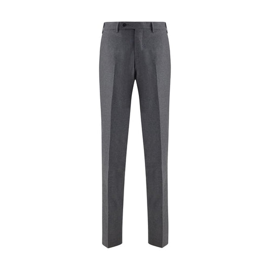 Germano Gray Fleece Wool Dress Pants with slim fit and welt pockets, ideal for formal occasions, season AW25.