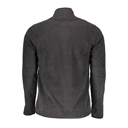 Gianmarco Venturi Black Polyester Sweatshirt with long sleeves and embroidery, featuring two pockets and a zip closure.