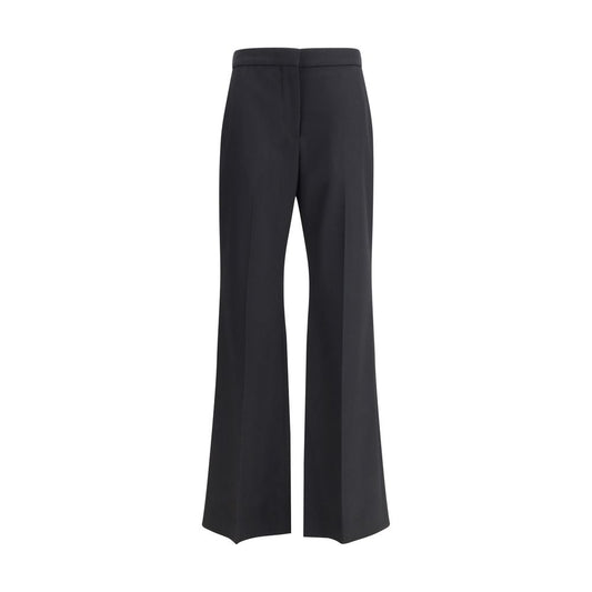 Givenchy Black Wool Pants in bootcut silhouette with zipper closure and pockets, crafted from fine grain de poudre fabric for elegance.