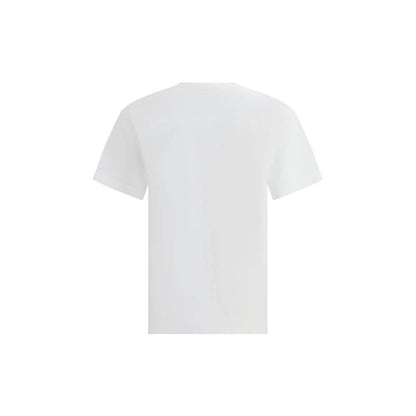 Givenchy White Cotton T-Shirt with angled logo, ribbed crew neck, combining modern style and comfort for AW25 season, regular fit.