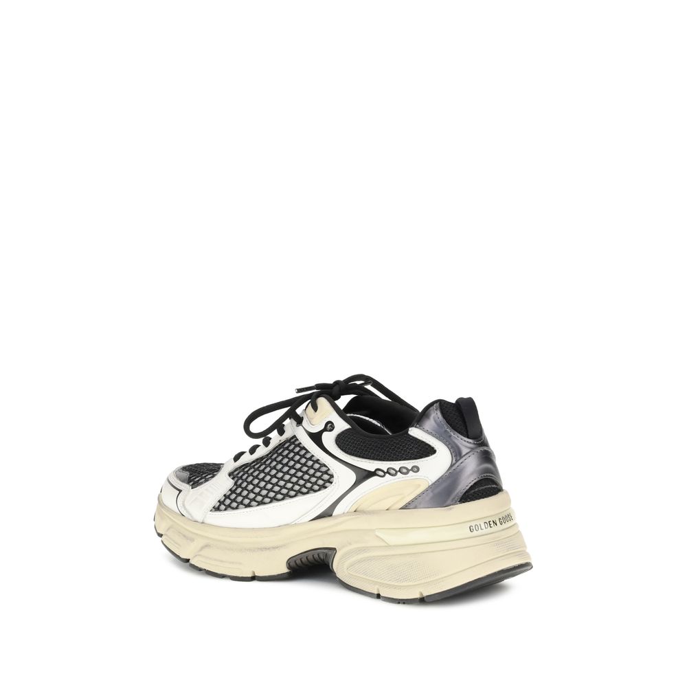 Golden Goose Multicolor Polyester Athletic Sneakers with taupe leather and mesh, featuring beige TPU star and rose gold laminated heel.