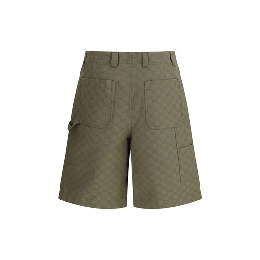 Gucci GG pattern Shorts with iconic monogram, versatile fit, belt loops, front zipper, made of 70% cotton and 30% polyester for AW25 season.