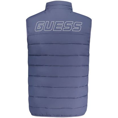 Guess Jeans Blue Spandex Men Jacket with logo and bold design