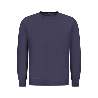 Guess Jeans Blue Wool Sweater with long sleeves, crew neck, and logo detailing. Perfect for stylish comfort and warmth.