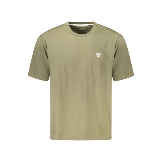 Alt Tag: Guess Jeans Green Cotton T-Shirt with short sleeves, oversized fit, crew neck, and logo application made of organic cotton.