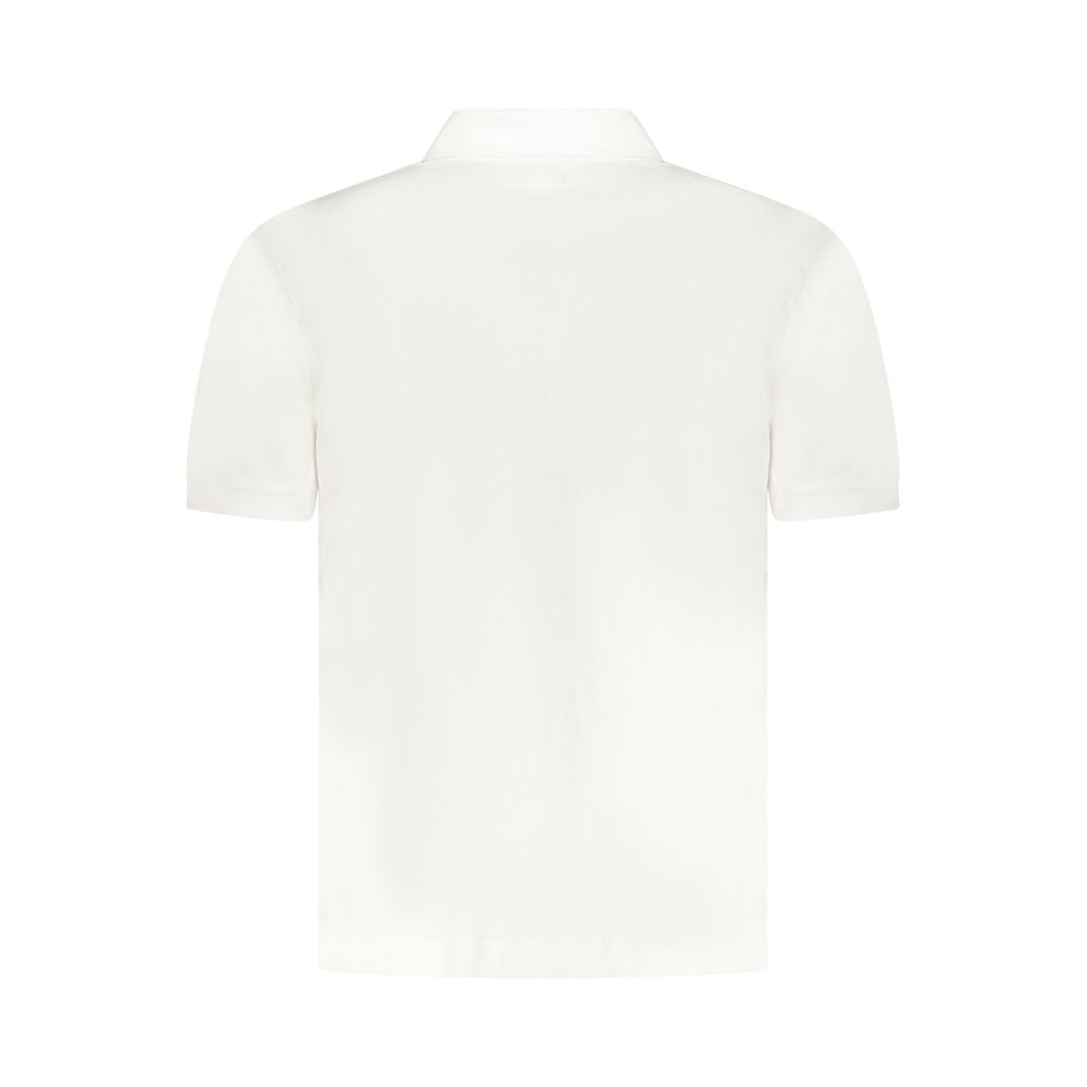 Back view of Guess Jeans White Cotton Men Polo Shirt with short sleeves and minimalistic design.