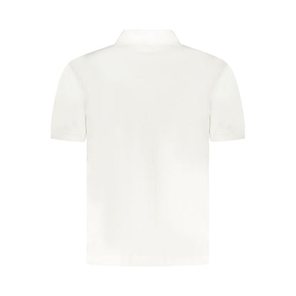 Back view of Guess Jeans White Cotton Men Polo Shirt with short sleeves and minimalistic design.