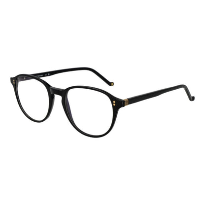 Hackett Black Acetate Glasses (Frames), full-rim panto style for men, featuring black acetate frame and demo lenses.