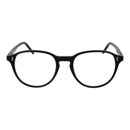 Hackett Black Acetate Glasses (Frames) with full-rim panto style and demo lenses for men.