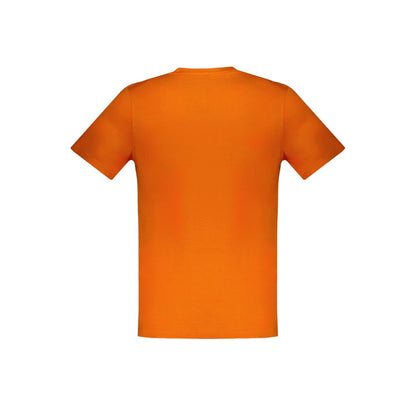 Harmont & Blaine Orange Cotton T-Shirt, short sleeve, narrow fit, crew neck with embroidery and logo.