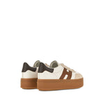 Hogan Pre Hogan Cool Sneakers in beige with front lace-up, round toe, and branded insole, featuring leather design.