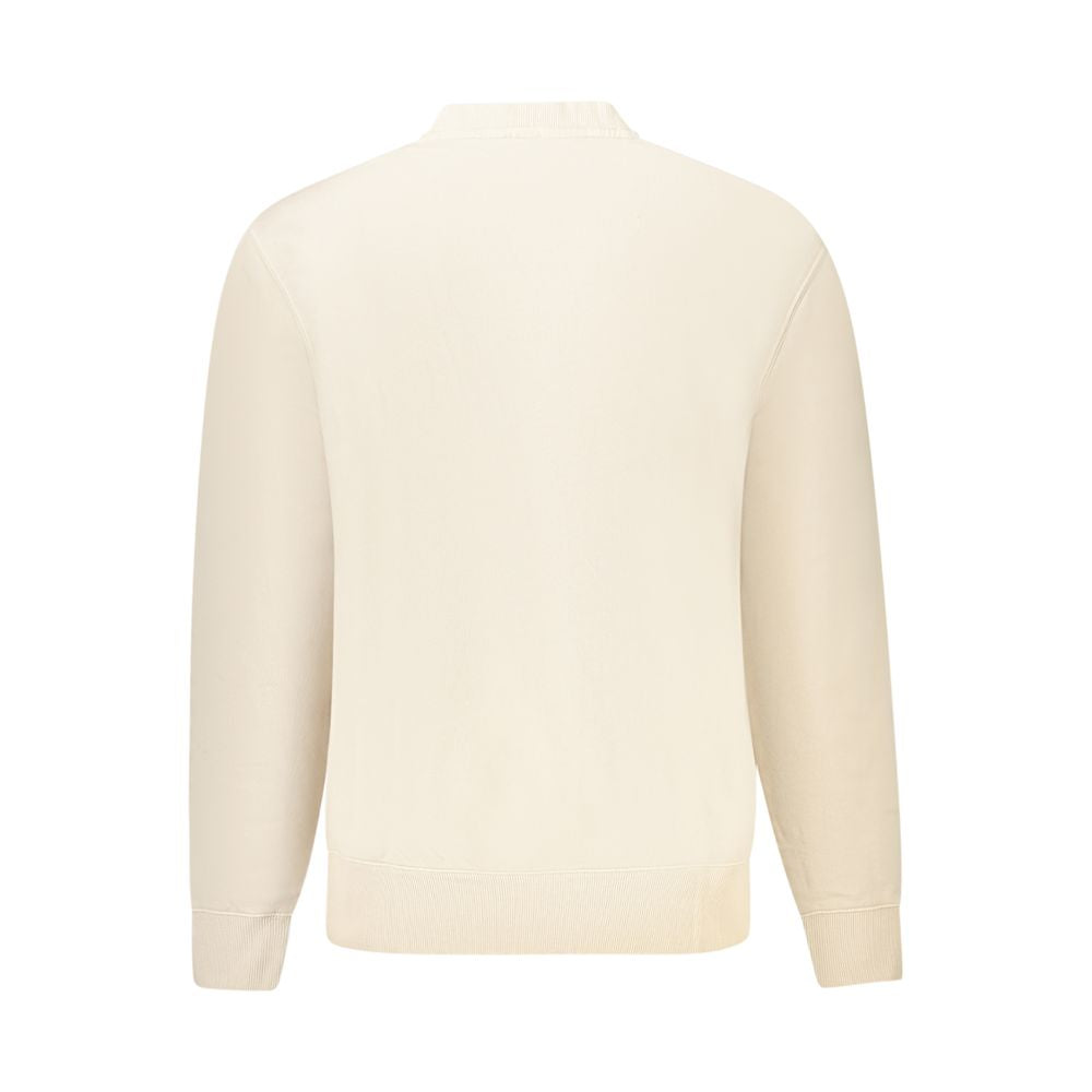 Hugo Boss Beige Cotton Men Sweater viewed from the back, showcasing elegant design, organic material, and classic style.