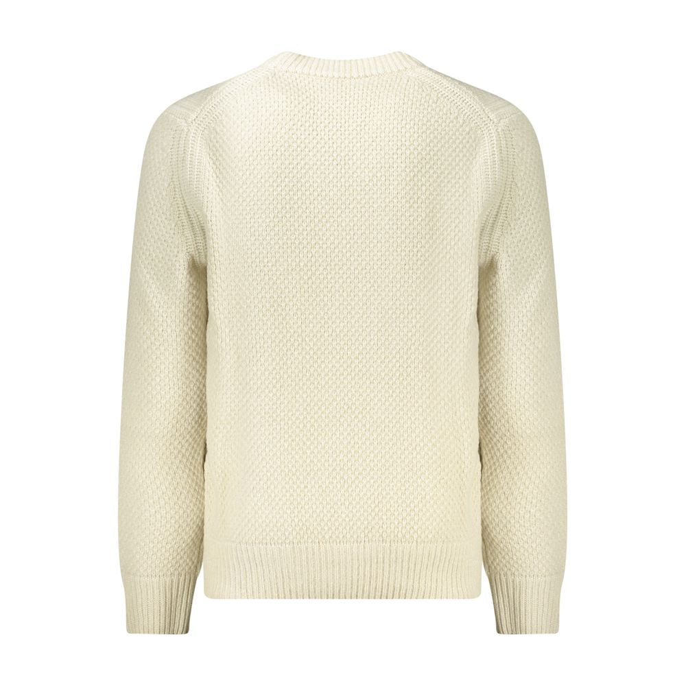 Back view of Hugo Boss Beige Wool Men Sweater showcasing luxurious texture and elegant design.
