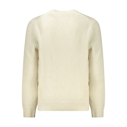 Back view of Hugo Boss Beige Wool Men Sweater showcasing luxurious texture and elegant design.