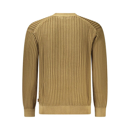 Hugo Boss Brown Cotton Men Sweater with ribbed texture and classic design, perfect for a stylish and refined look.