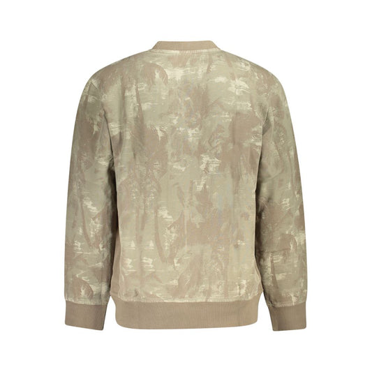 Back view of Hugo Boss Brown Cotton Men Sweater with brushed interior and embroidered logo.