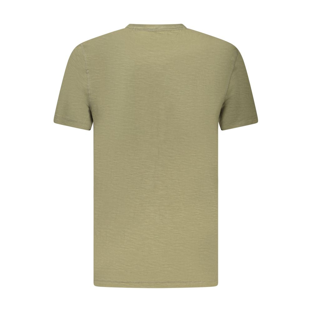 Back view of Hugo Boss Green Cotton Men T-Shirt with short sleeves and crew neck design