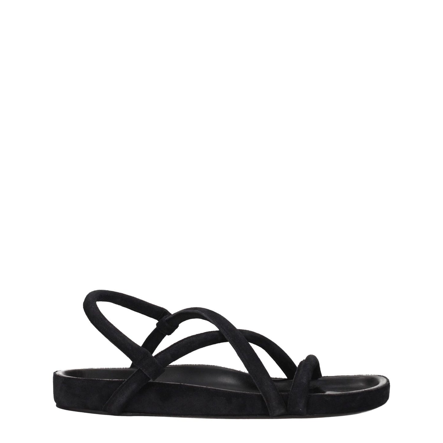 Isabel Marant Black Leather Flat Sandals with aged and vintage effect, open toe, suede material, and low flat heel. MPN: SD0004HAA1B08N01BK.