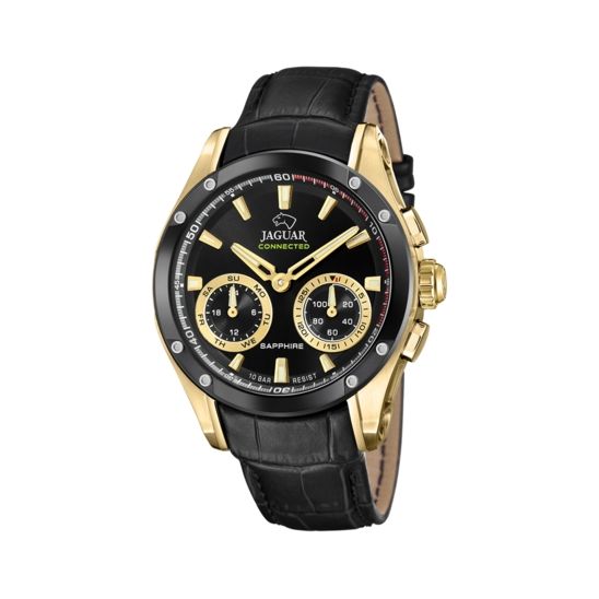 JAGUAR WATCHES Mod. J962/2 black and gold chronograph with leather strap
