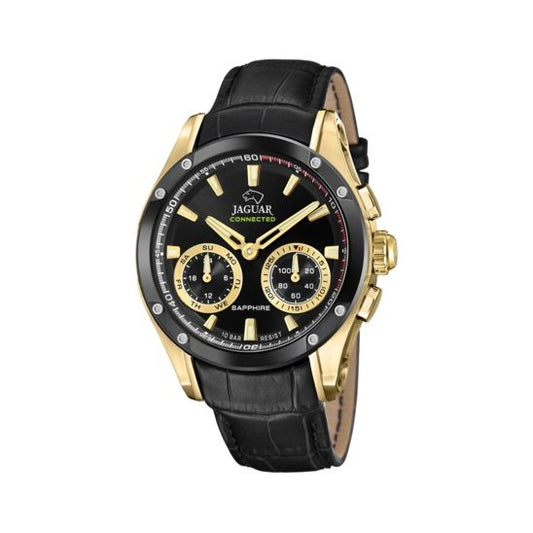 JAGUAR WATCHES Mod. J962/2 black and gold chronograph with leather strap