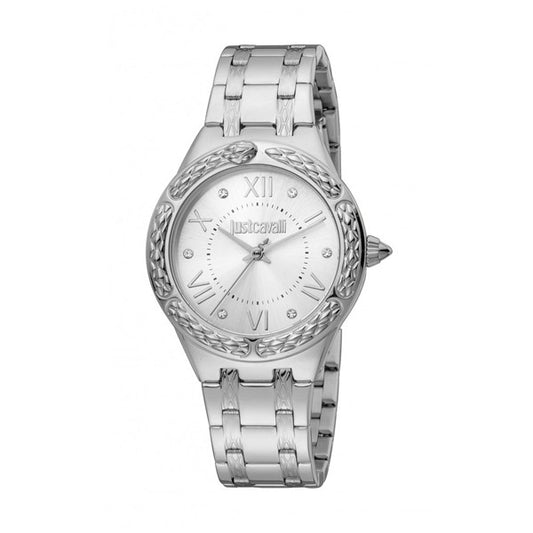 JUST CAVALLI TIME WATCHES Mod. JC1L200M0045 silver ladies watch with Roman numerals and stainless steel bracelet