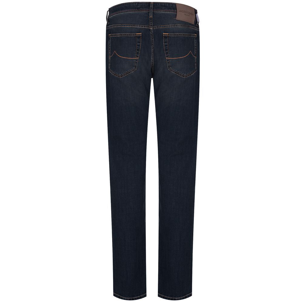 Jacob Cohen Blue Cotton Men Jeans with Orange Stitching
