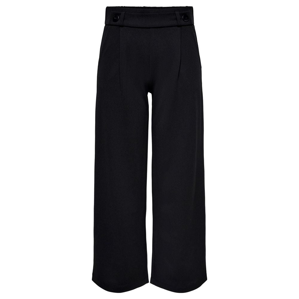Jacqueline De Yong Black Polyester Pant, elegant palazzo style for versatile women's fashion.
