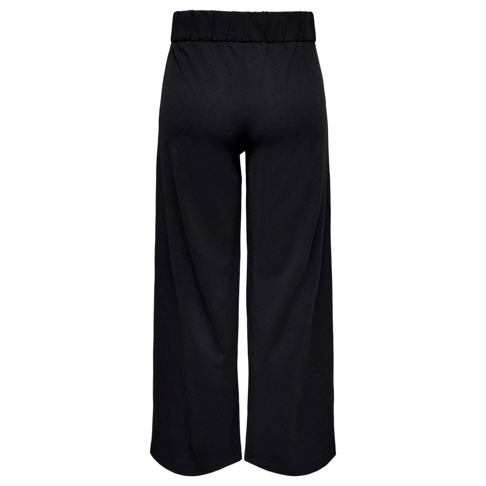 Back view of Jacqueline De Yong Black Polyester Pant, trendy palazzo style with comfortable fit for versatile occasions.