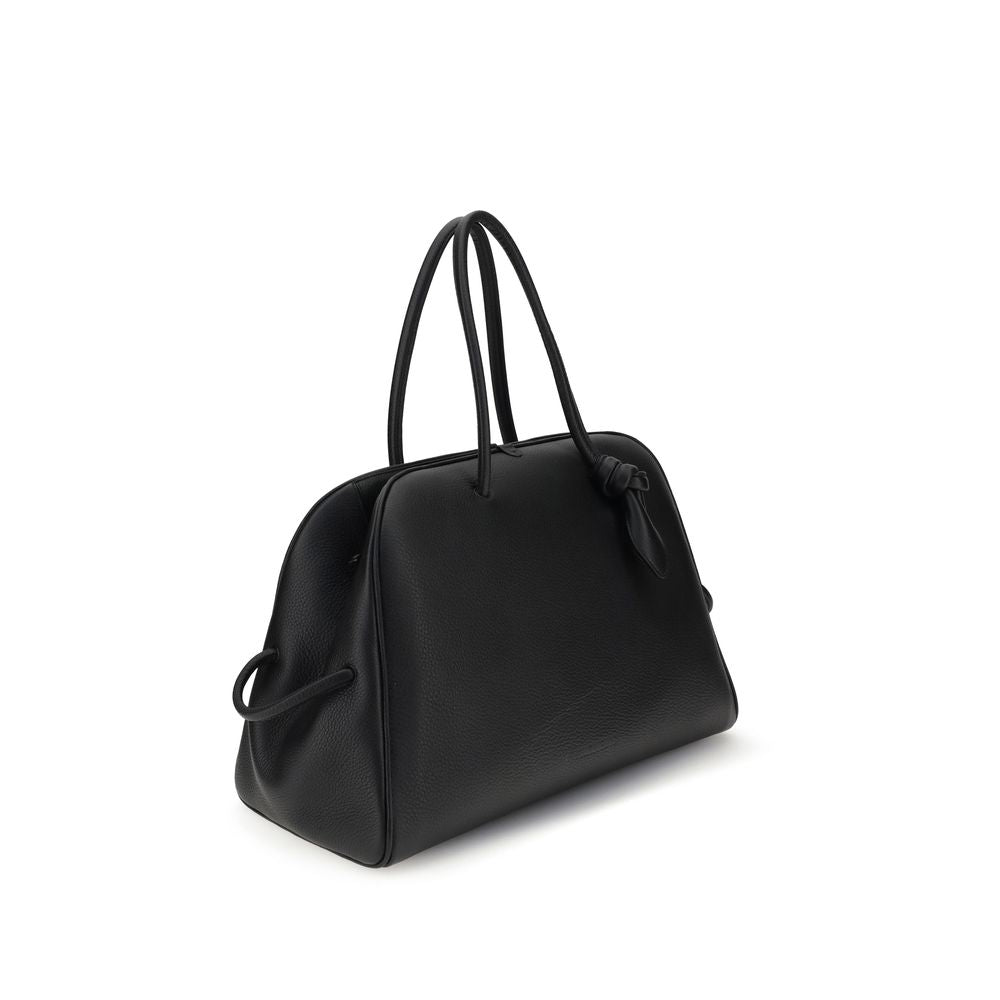 Jacquemus Black Calf Leather Bos Taurus Handbag with structured design and two-way zipper closure.