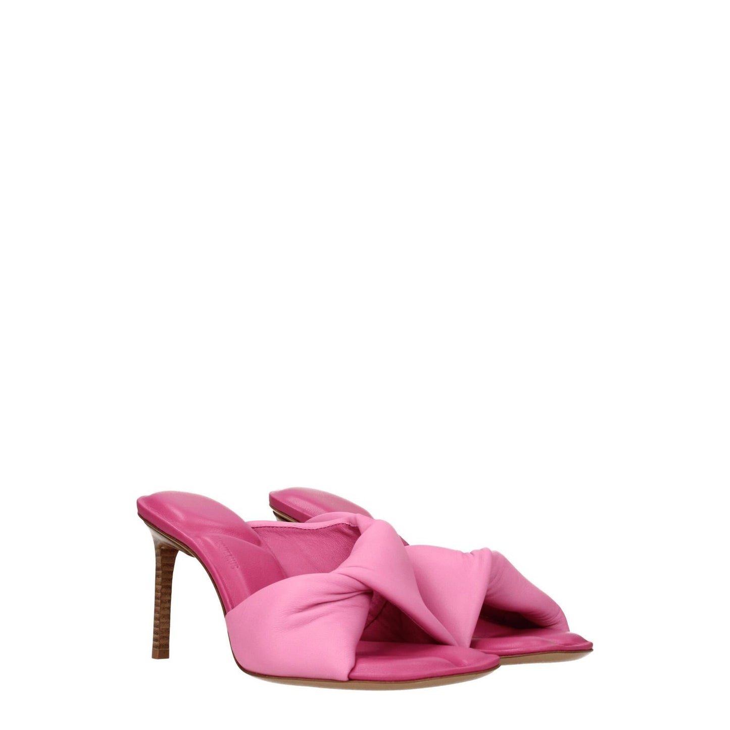 Jacquemus Pink Leather Stiletto Heel Sandals with open toe and mid heel, style for casual wear, MPN 221FO0254022430.