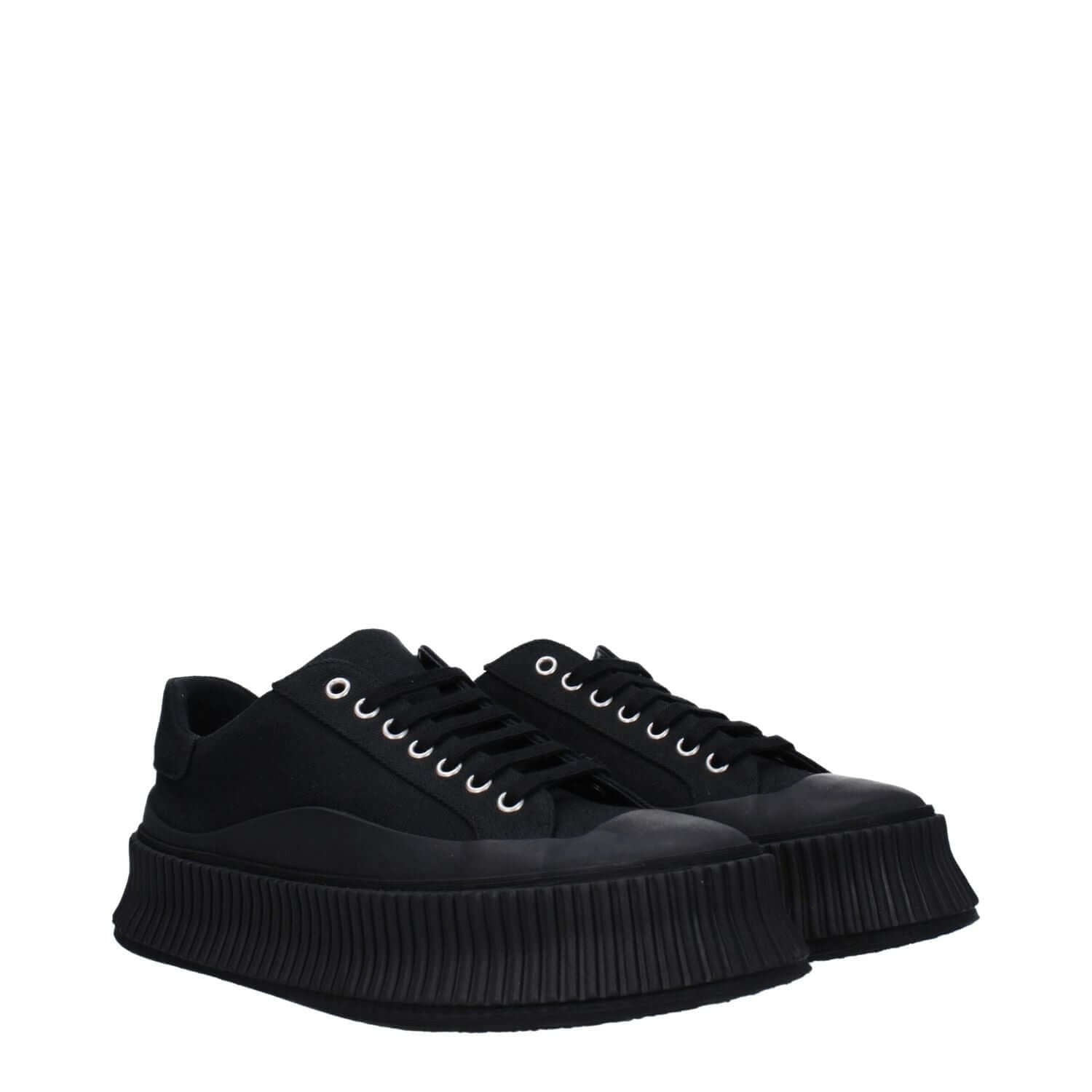 Jil Sander Black Fabric Platform Sneakers