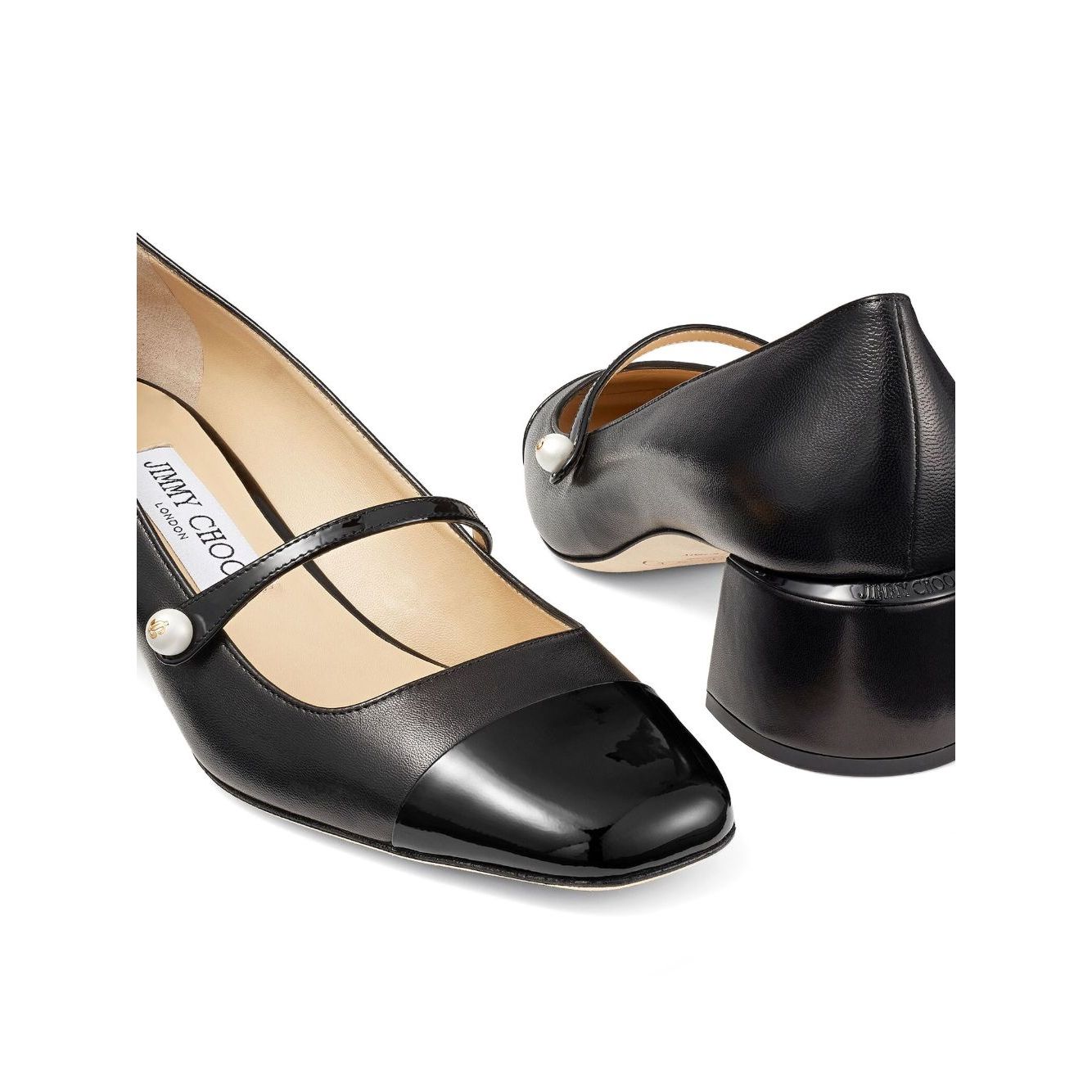 Jimmy Choo Elisa 45 Nappa and Patent Leather Pumps