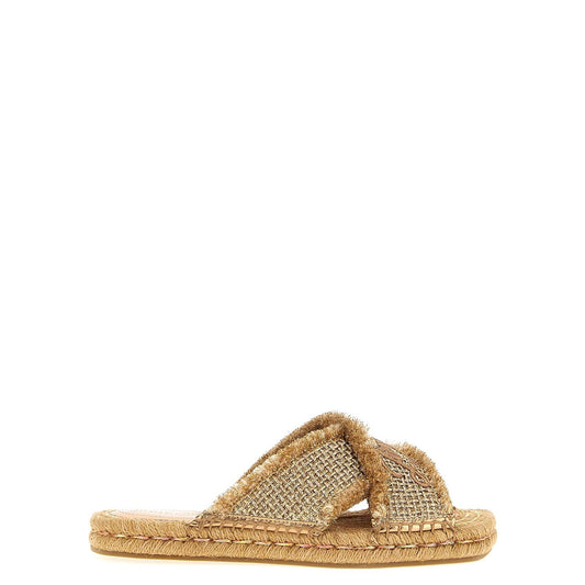 Jimmy Choo Gold Textile Slides