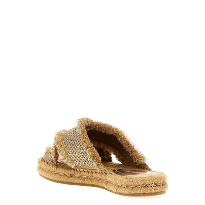 Jimmy Choo Gold Textile Slides