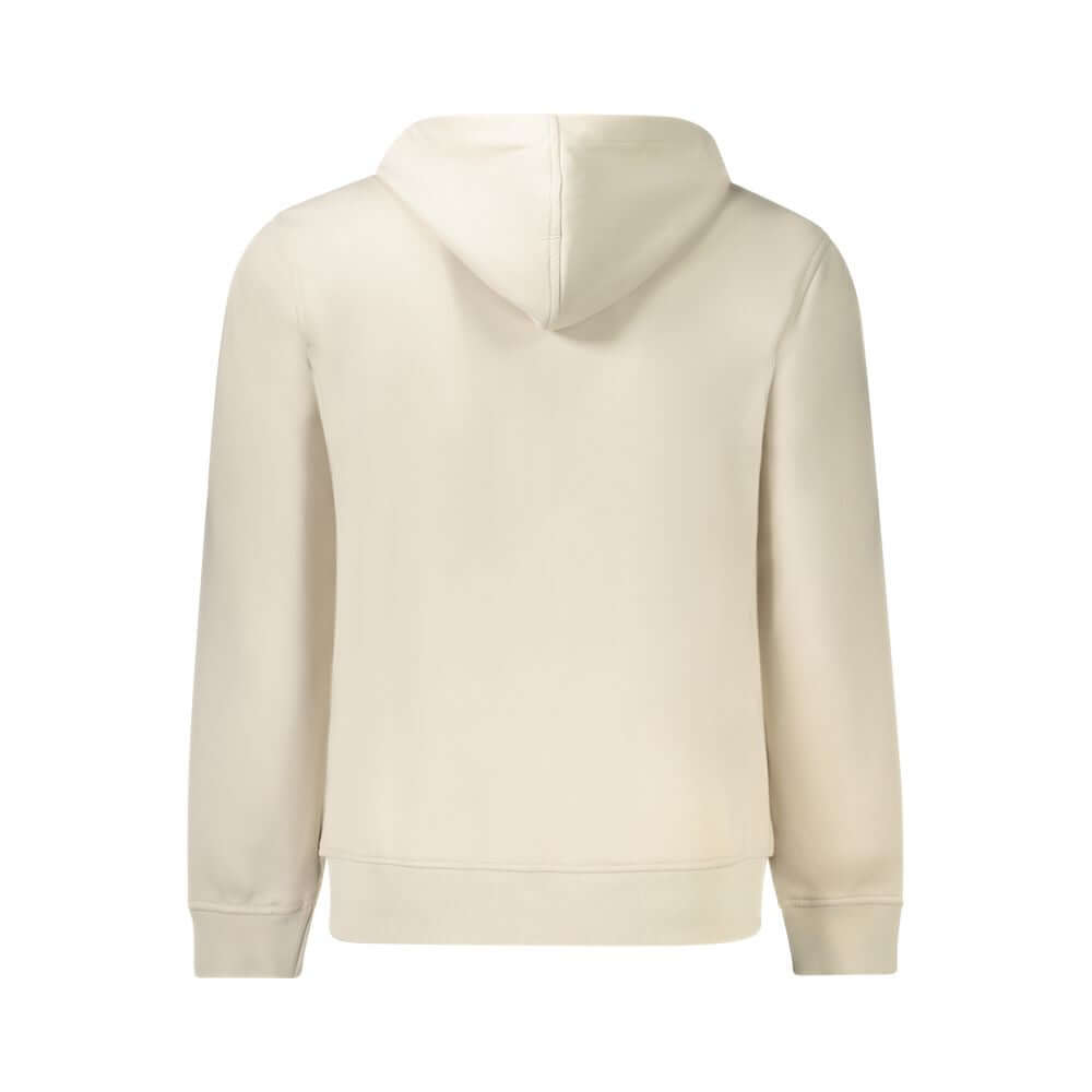 K-WAY Beige Polyester Men Sweater Hooded, back view showcasing chic design and comfort.