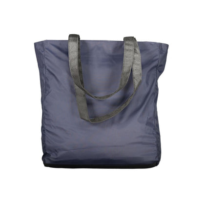 K-WAY Blue Polyester Handbag with two shoulder handles, zip closure, and internal and external pockets.