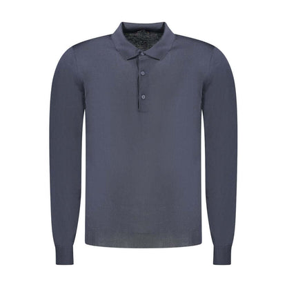 K-WAY Blue Wool Sweater, long sleeved with 3 buttons and logo, perfect for stylish comfort and warmth.