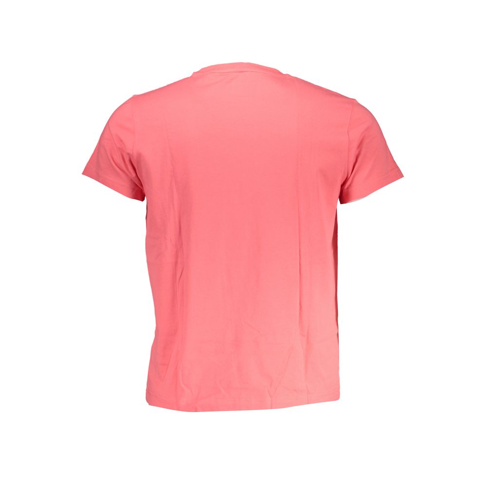 K-WAY Pink Cotton T-Shirt, short-sleeved crew neck tee with logo, back view