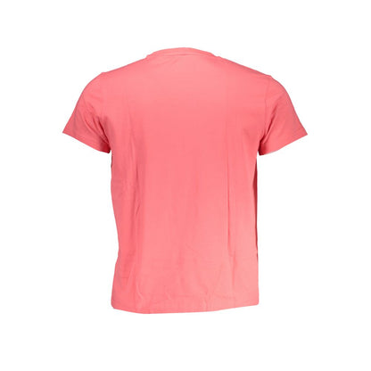 K-WAY Pink Cotton T-Shirt, short-sleeved crew neck tee with logo, back view