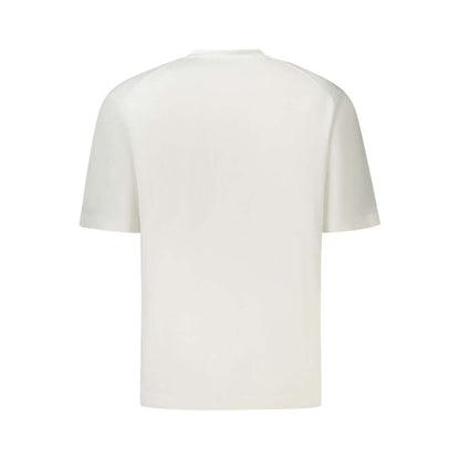 K-WAY White Cotton Sweater, short-sleeved crew neck t-shirt with logo, back view.