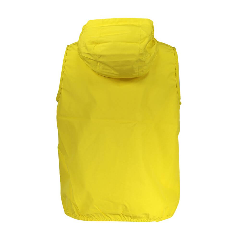 Back view of K-WAY Yellow Polyester Men Jacket with hood